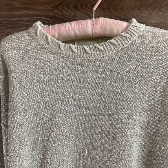 Colleen’s Collectables Sparkly Silver Metallic Vintage Sweater, Size Small - Picture 2 of 9
